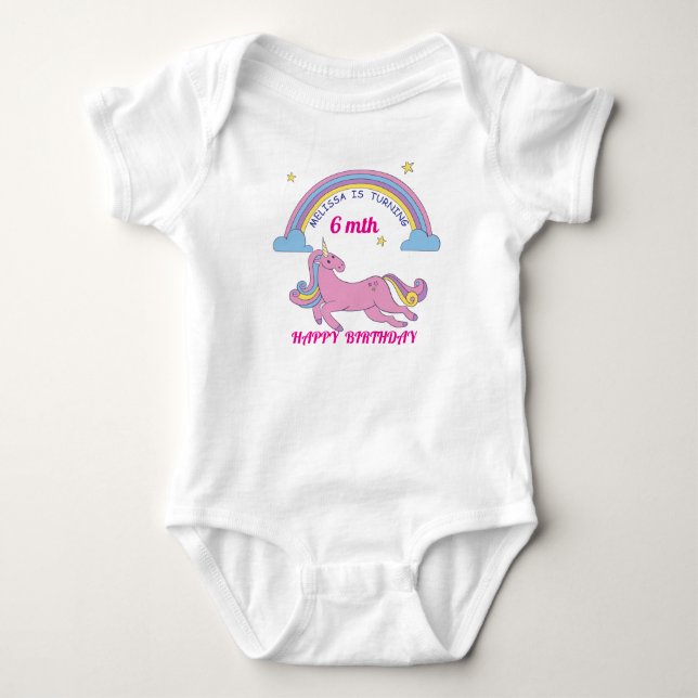 Unicorn Birthday Baby Bodysuit – Custom Name & Age (Front)