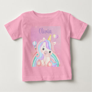 Unicorn Birthday Baby Girl T-Shirt – Custom Name