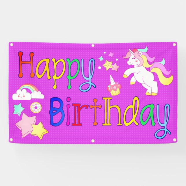Unicorn Birthday Banner (Horizontal)