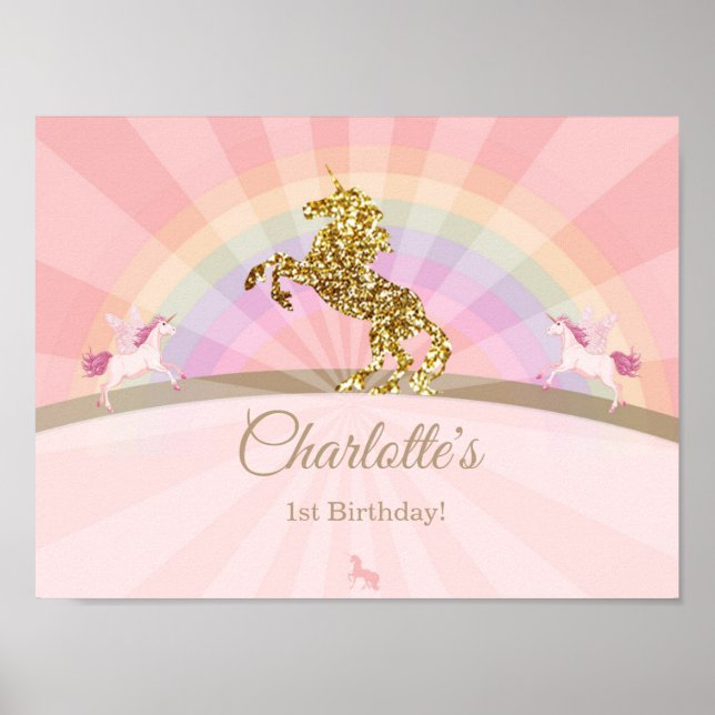 Unicorn birthday banner | Unicorn baby shower Poster (Front)