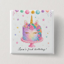 Unicorn Birthday Button