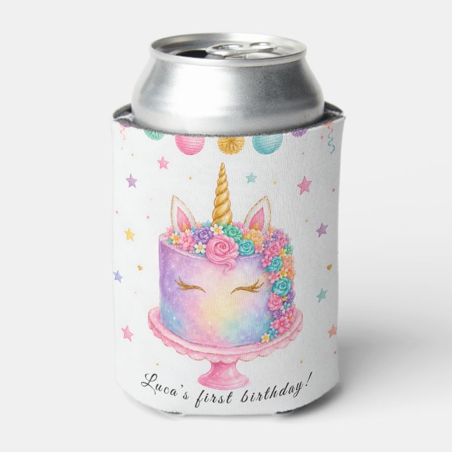 Unicorn Birthday Can Cooler (Can Front)