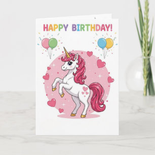Unicorn Birthday Card  Magical Rainbow 