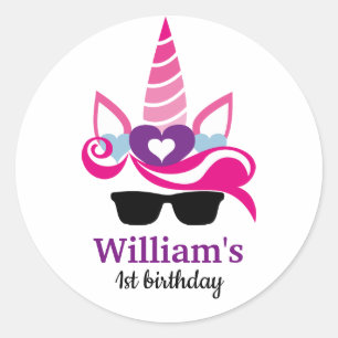 Unicorn Birthday Classic Round Sticker