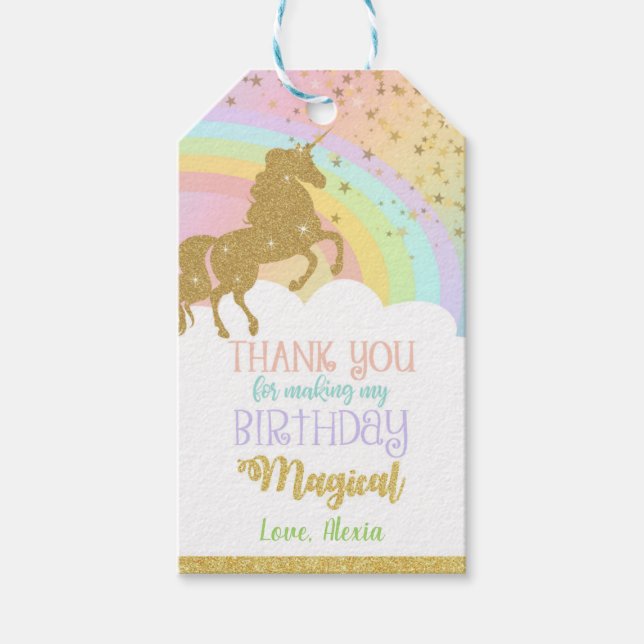 Unicorn Birthday Favour Tag (Front)