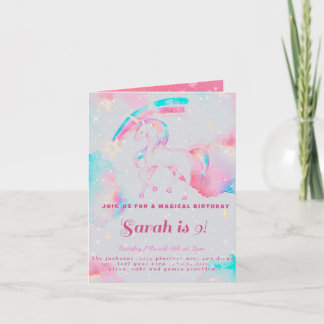 unicorn birthday Folded Invitation