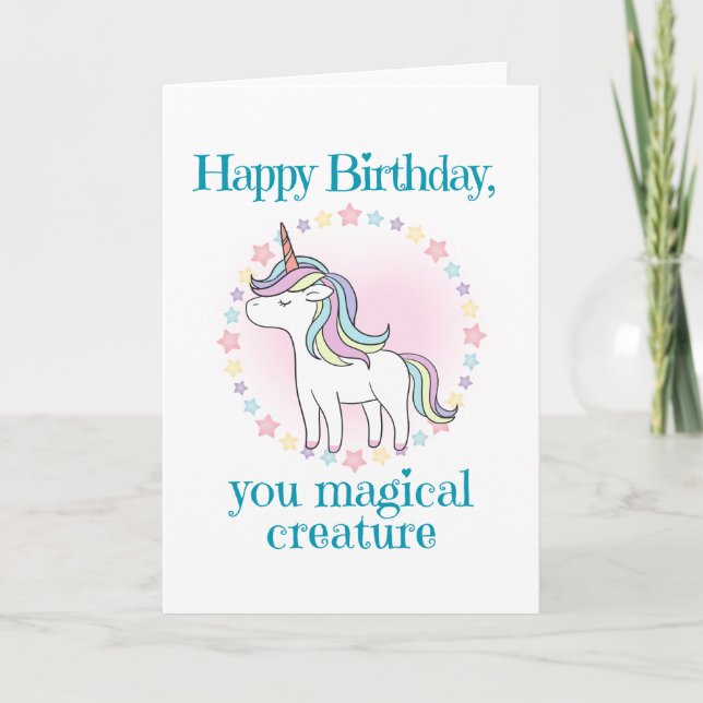 Unicorn Birthday for Girl Card (Front)