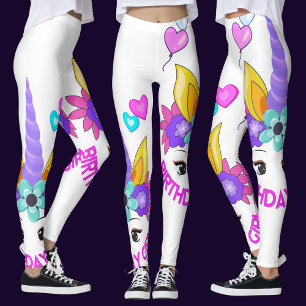 Unicorn, Birthday Girl, Birthday Party            Leggings