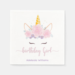 Unicorn Birthday Girl Napkin