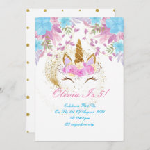 UNICORN BIRTHDAY GOLD PINK PURPLE