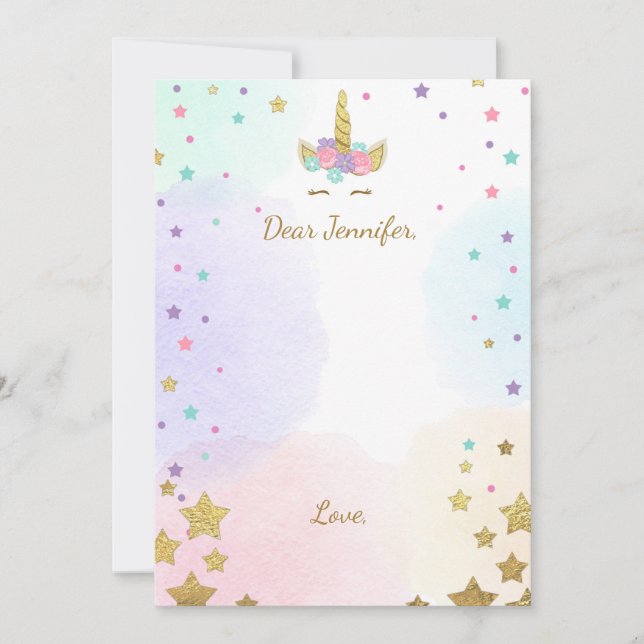 Unicorn Birthday guestbook cards Time Capsule Girl (Front)