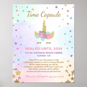 Unicorn Birthday guestbook Time Capsule Pink Girl