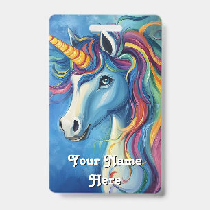 unicorn birthday host name ID badge