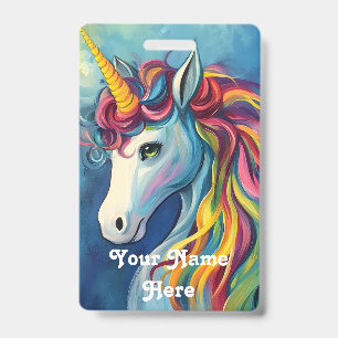unicorn birthday host name ID badge