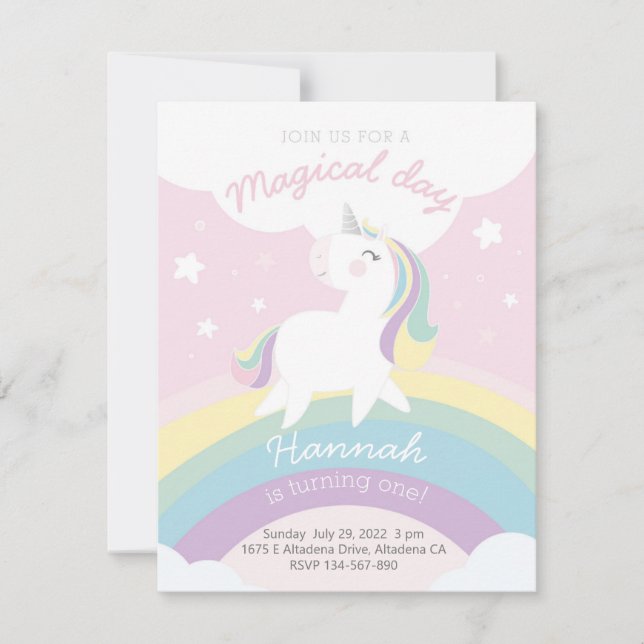 Unicorn birthday invitation (Front)