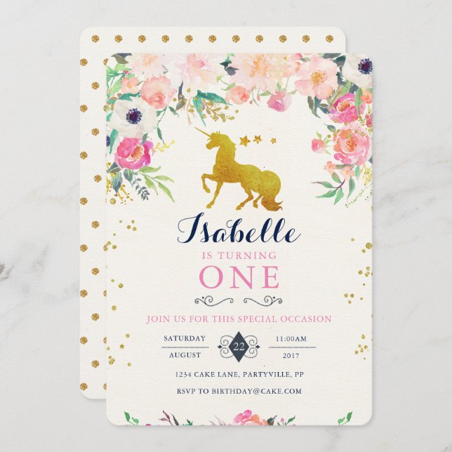 Unicorn Birthday Invitation (Front/Back)