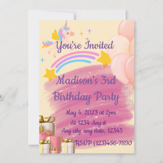 Unicorn Birthday Invitation