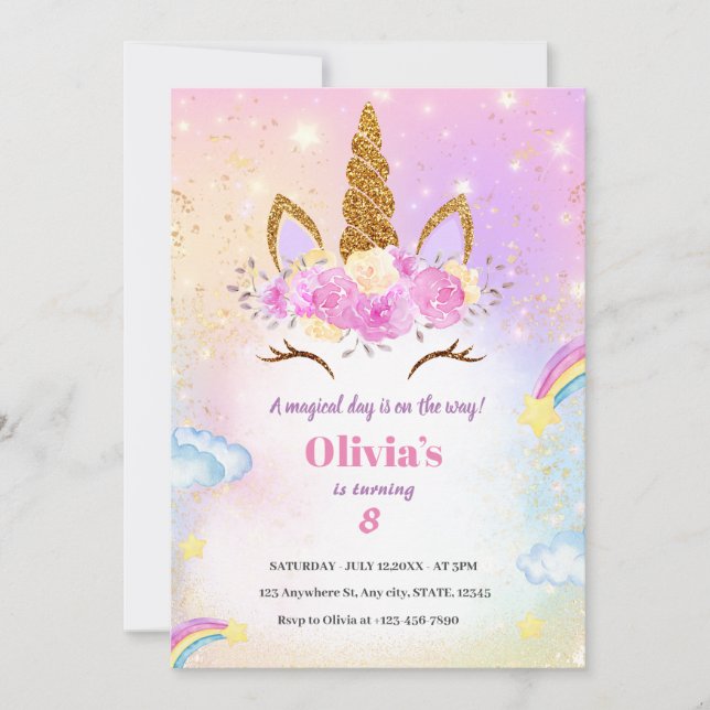 UNICORN BIRTHDAY INVITATION (Front)