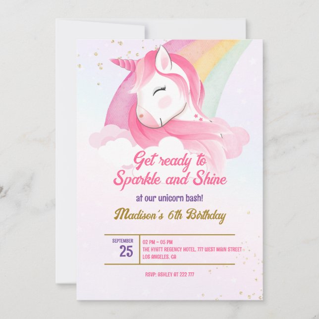 Unicorn Birthday Invitation (Front)