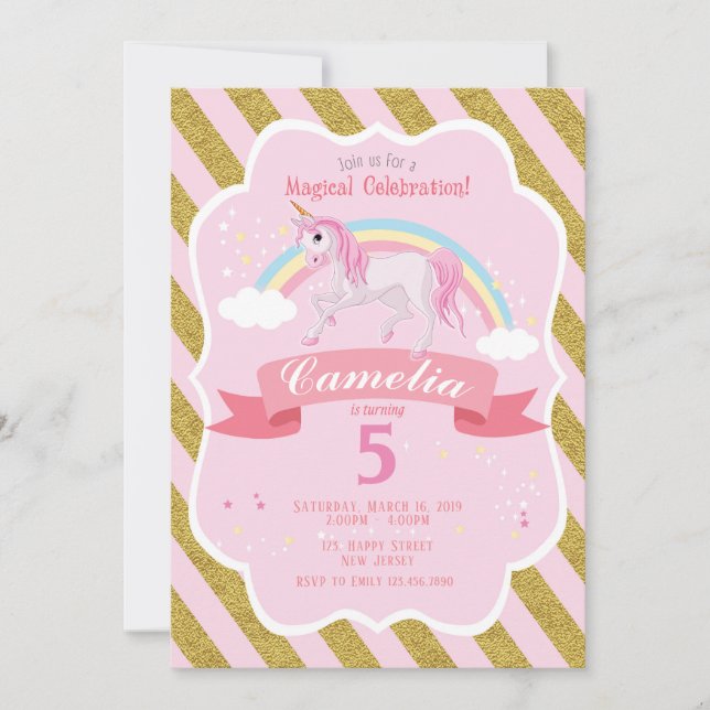Unicorn Birthday Invitation (Front)