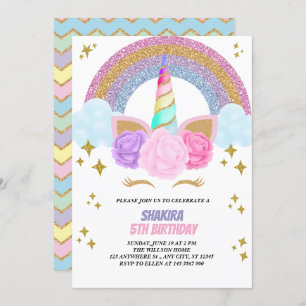 Unicorn Birthday  Invitation