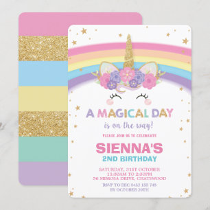 Unicorn Birthday Invitation 1st Birthday Party