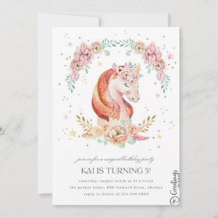 Unicorn Birthday invitation  5  years