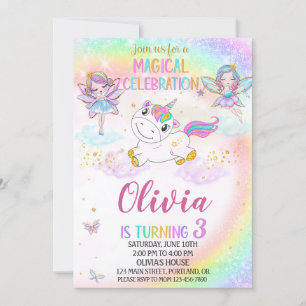 Unicorn birthday invitation Fairy invitation girl