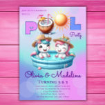 Unicorn Birthday Invitation Joint Sibling Sisters<br><div class="desc">Rainbow Unicorn Birthday Party Invitation ready to be personalised by You!</div>