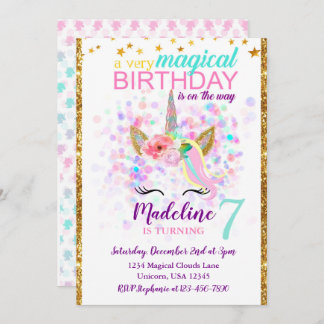 Unicorn Birthday Invitation Magical Celebration