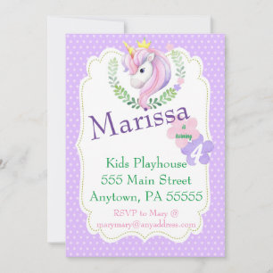 Unicorn Birthday Invitation, Magical party invite