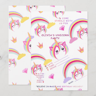 Unicorn Birthday Invitation – Magical Rainbow Desi