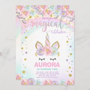 Unicorn Birthday Invitation Magical Unicorn Party