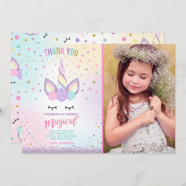 Unicorn Birthday Invitation Magical Unicorn Party (Front/Back)