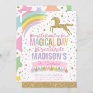 Unicorn Birthday Invitation Pink Gold Unicorn