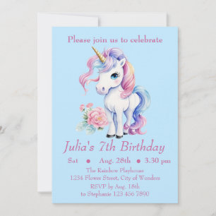 Unicorn Birthday Invitation - Unicorn Party