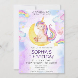 Unicorn Birthday Invitation, Unicorn Party Invitation