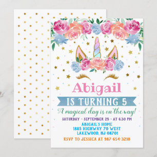 Unicorn Birthday Invitation, Unicorn party invite