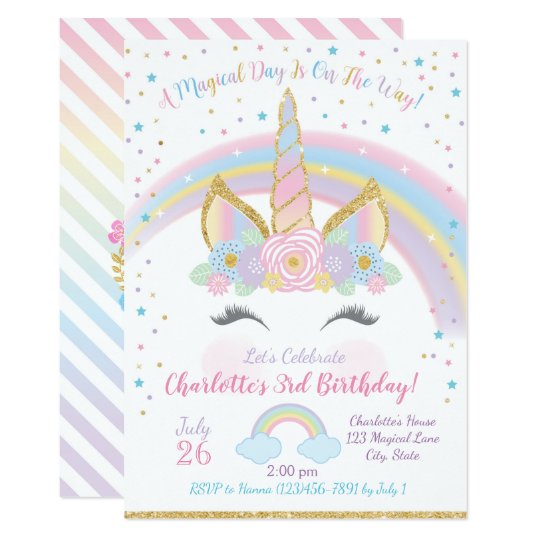 unicorn birthday invitation unicorn party invite zazzle co uk