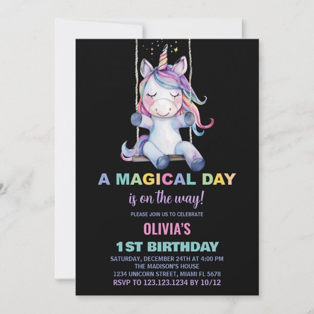 Unicorn Birthday Invitations (Front)