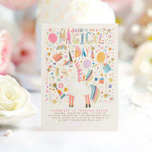 Unicorn Birthday Invitations Modern Pastel