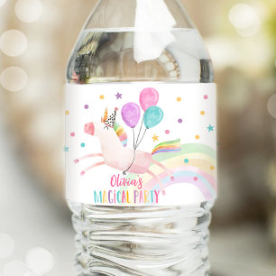 Unicorn Birthday Label Rainbow Magical Girl Pink