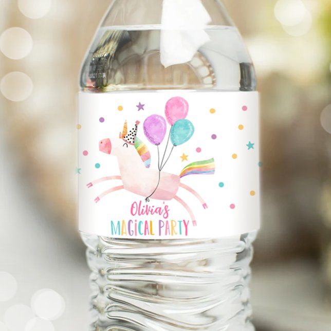 Unicorn Birthday Label Rainbow Magical Girl Pink (Creator Uploaded)