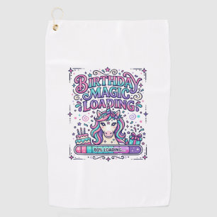 Unicorn Birthday Magic Loading Colourful Marketpla Golf Towel
