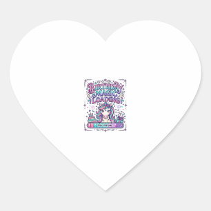 Unicorn Birthday Magic Loading Colourful Marketpla Heart Sticker