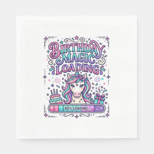 Unicorn Birthday Magic Loading Colourful Marketpla Napkin