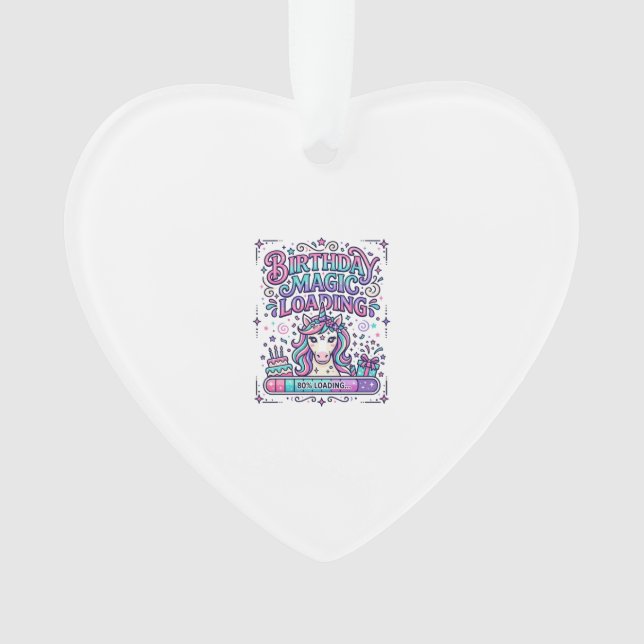 Unicorn Birthday Magic Loading Colourful Marketpla Ornament (Front)