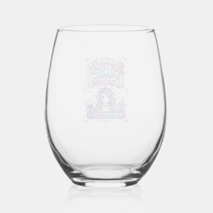Unicorn Birthday Magic Loading Colourful Marketpla Stemless Wine Glass