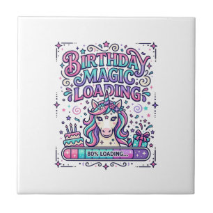 Unicorn Birthday Magic Loading Colourful Marketpla Tile