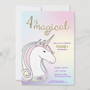 Unicorn Birthday; Magical Girls Party Invitation